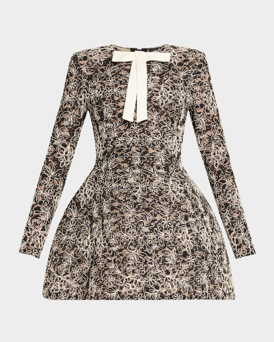 Courtney Floral Lace Fit-&-Flare Mini Dress
